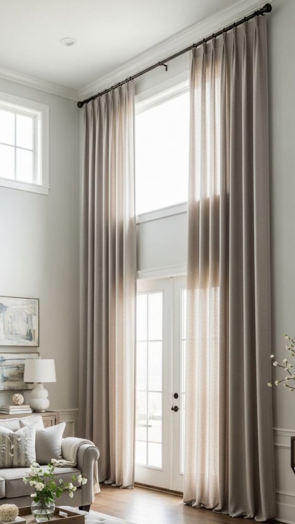 Hang Curtains High and Wide to Make Windows Feel Larger