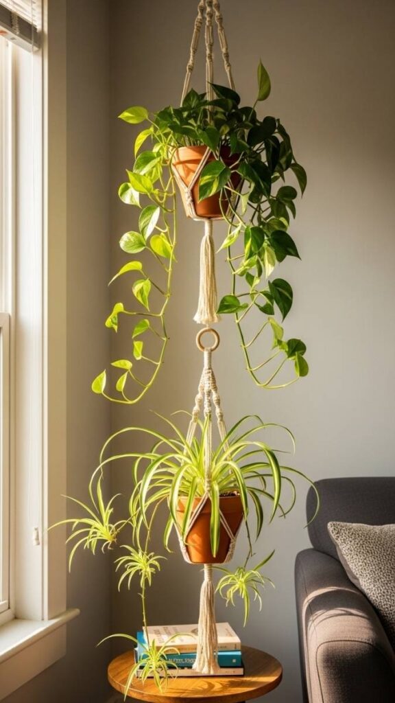 Hang Trailing Plants from the Ceiling with Macramé Hangers