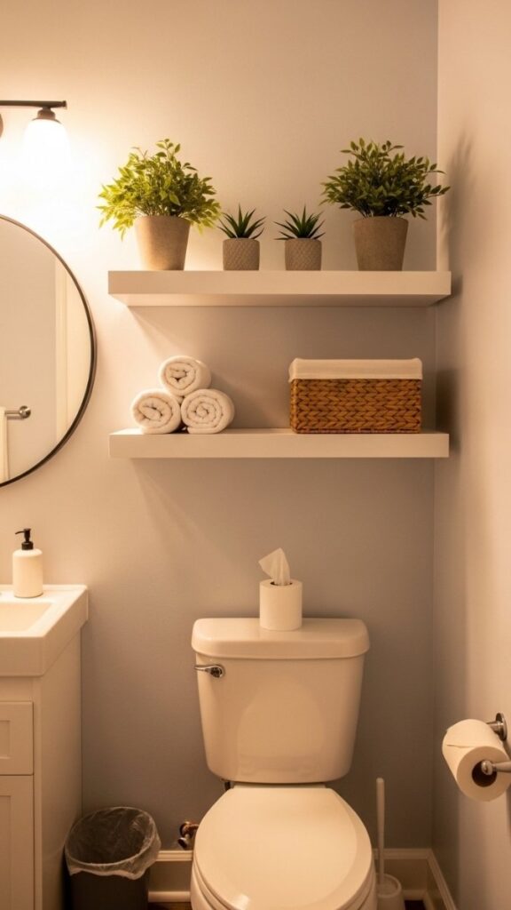 Install Open Shelving Above the Toilet