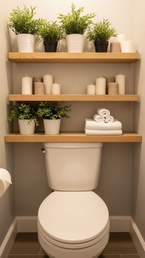 Integrated Shelf Above the Toilet for Vertical Storage