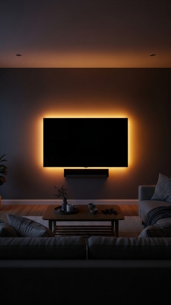 LED Strip Lights Behind the TV for Bias Lighting That Reduces Eye Strain