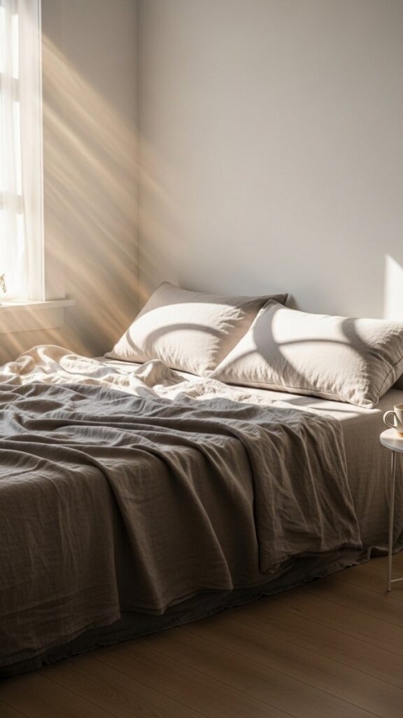 Linen Fitted Sheet Set for a Cleaner Bed Aesthetic