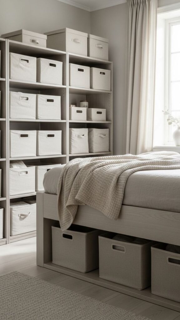 Linen Storage Baskets Under the Bed or on Open Shelving
