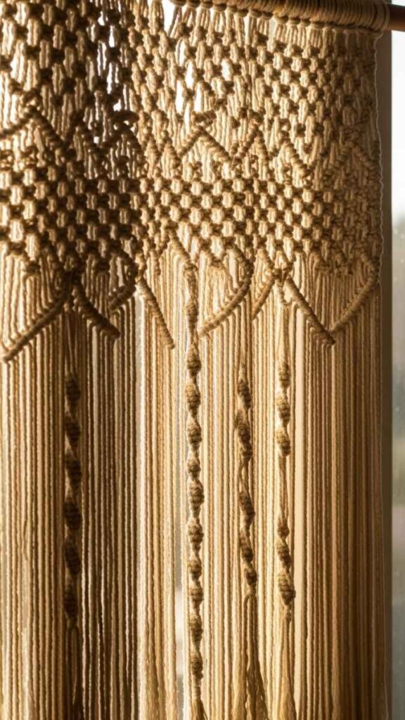 Macramé Curtain Panel as a Boho Room Divider