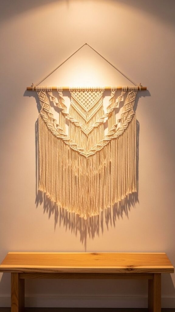 Macramé Panel in an Undyed Cotton