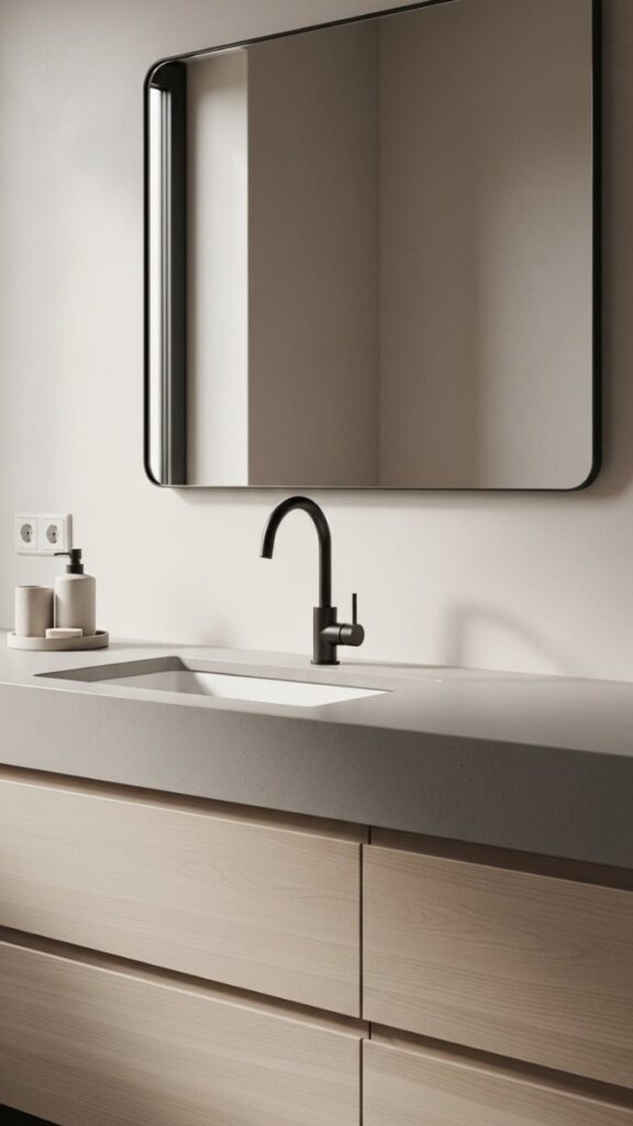 Matte Ceramic or Concrete-Look Countertop Instead of Gloss Surfaces