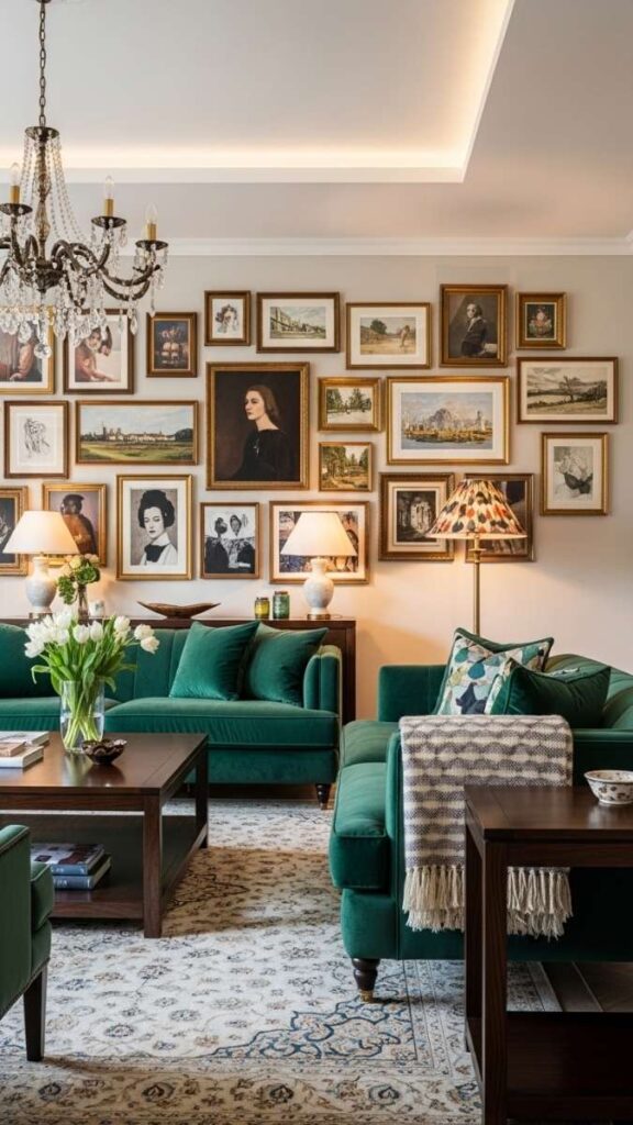 Maximalist Gallery Wall With Color-Coordinated Frames