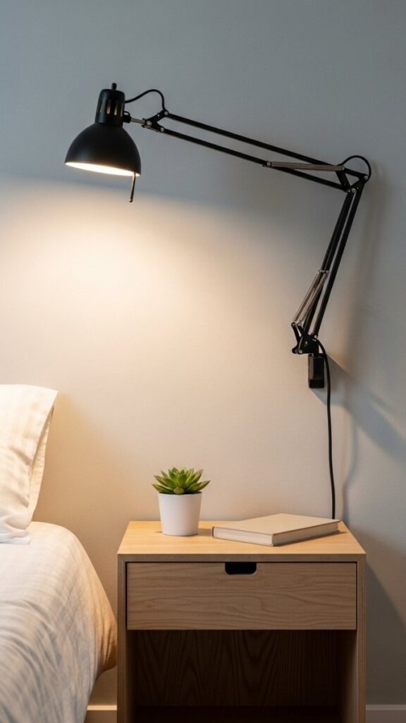 Minimalist Bedside Lamp With Adjustable Arm