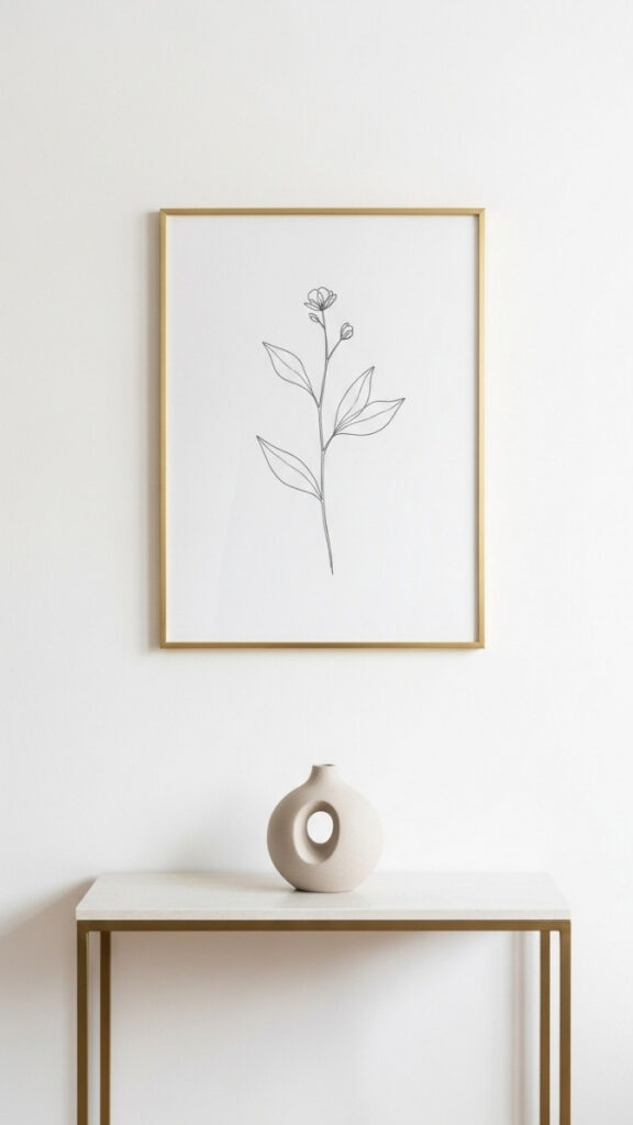 Minimalist Line Drawing in a Thin Brass Frame