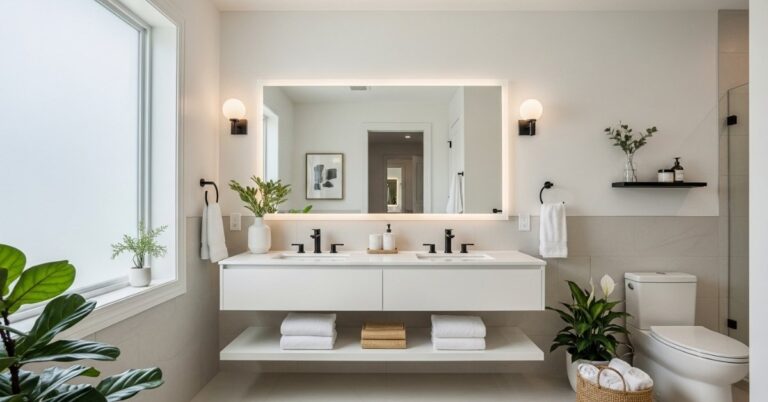 Modern bathroom with sleek design elements