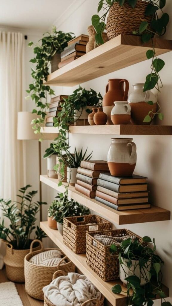 Mount Open Wooden Shelves for Storage That Doubles as Display