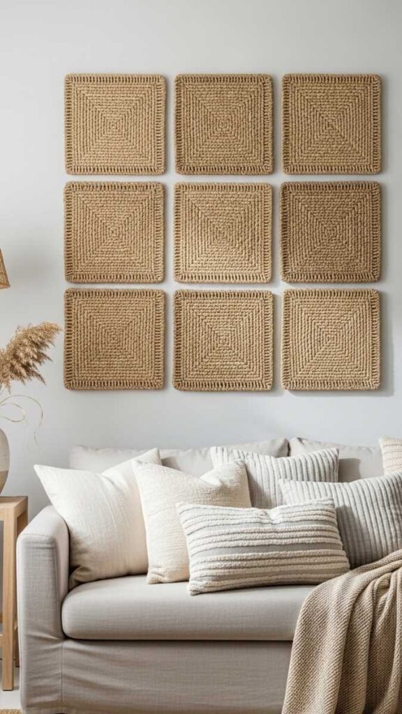 Natural Material Grid Wall Panel