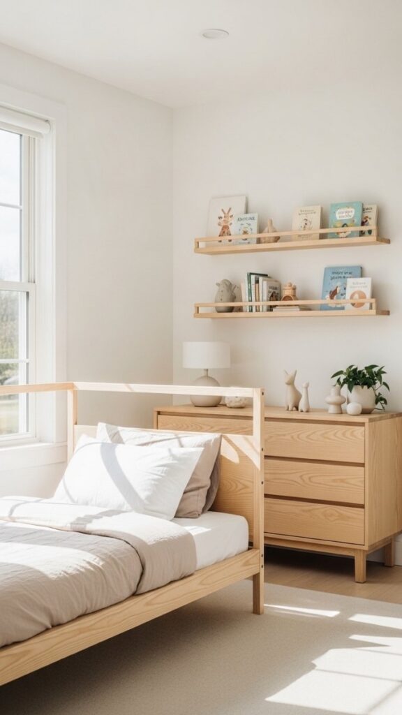 Natural Wood Furniture with White Walls for a Timeless Base