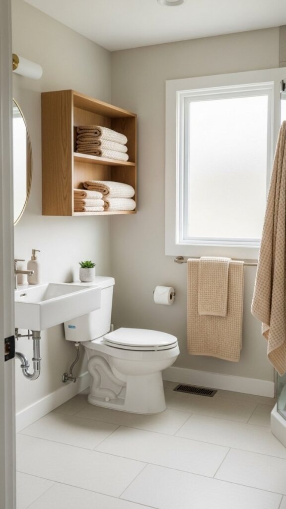 Neutral Linen or Waffle-Weave Towels as Visual Elements