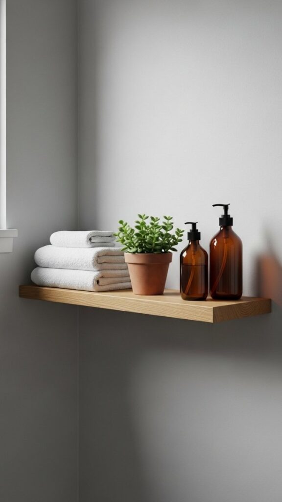 Open Wooden Shelving With Negative Space Built In