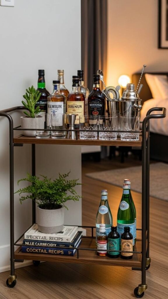 Opt for a Bar Cart Instead of a Sideboard for Flexible Storage