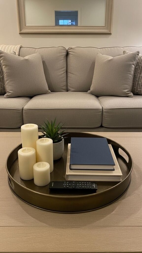 Place a Coffee Table Tray to Corral Surface Clutter