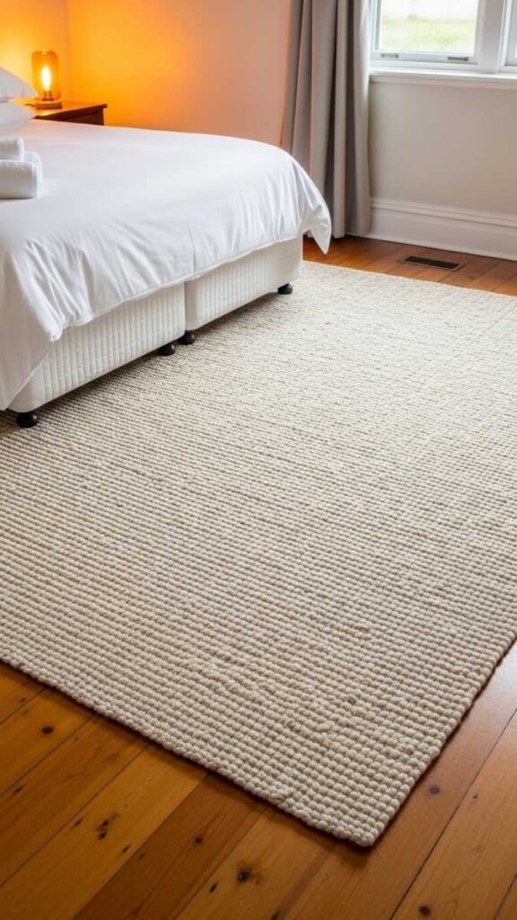 Place a Rug Under the Bed with at Least 18–24 Inches Extending on Each Side