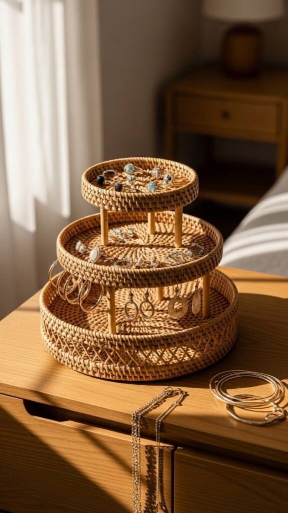 Rattan Jewelry and Accessories Organizer for the Dresser