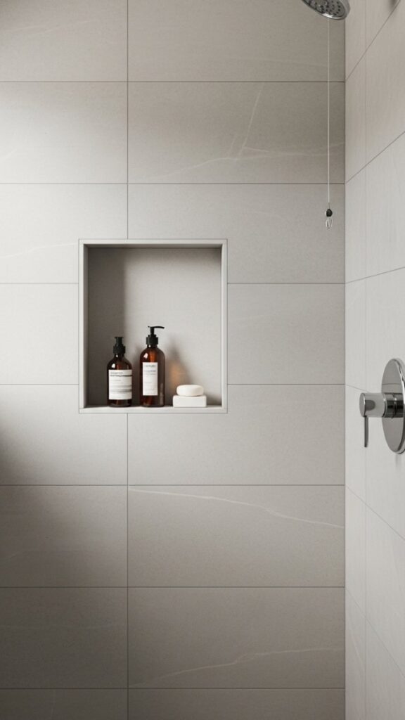 Recessed Wall Niche in the Shower for Minimal Clutter