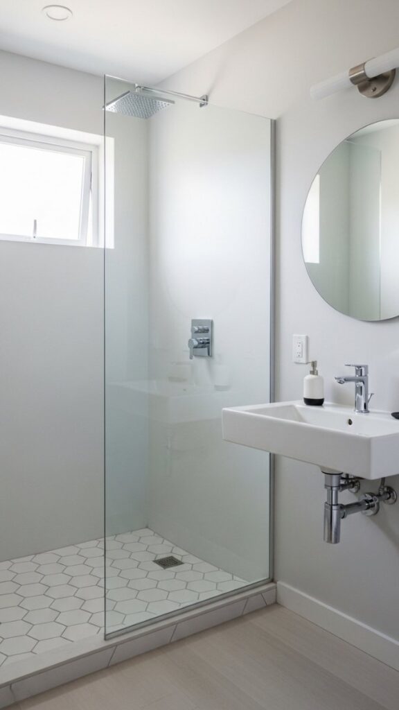 Replace Shower Curtains with a Clear Glass Panel or Panel Set