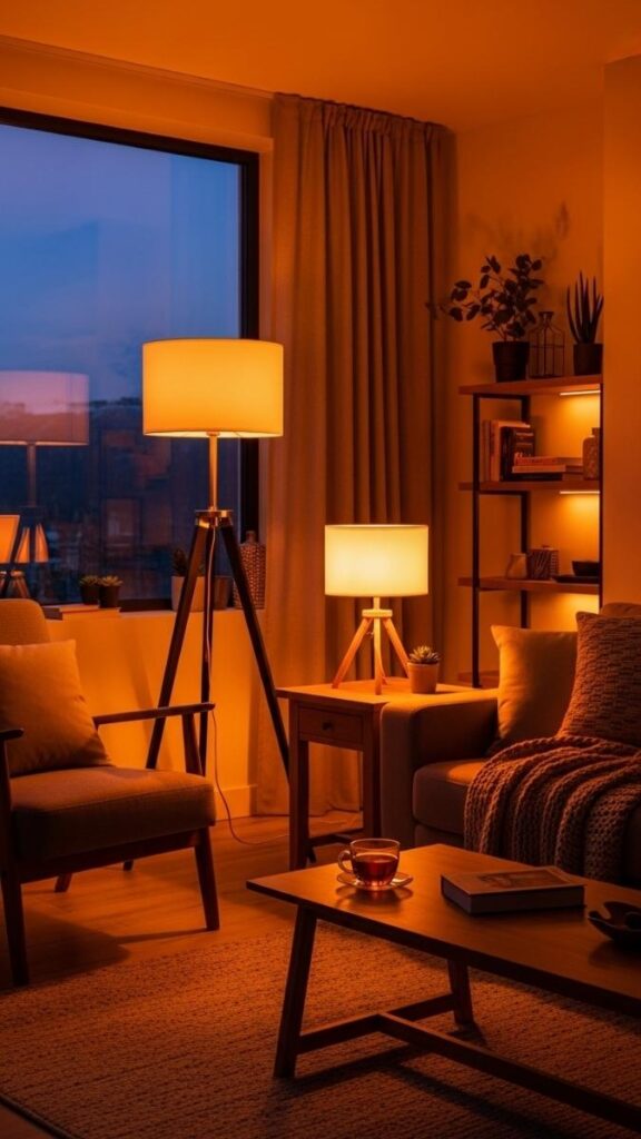 Smart Bulbs Set to a Warm "Evening" Scene for Effortless Mood