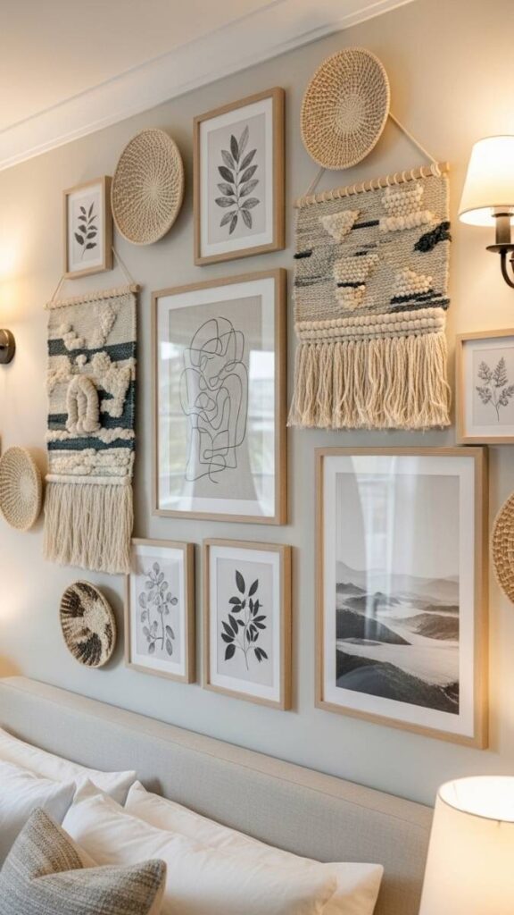 Textured Neutral Gallery Wall Using Natural Materials