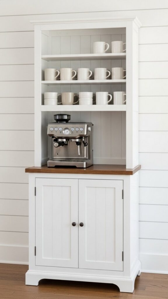 The Farmhouse-Style Coffee Bar Cabinet  Standalone Furniture Piece