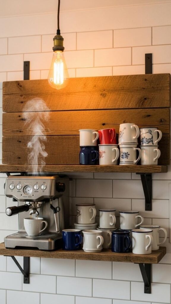 The Reclaimed Wood Shelf Bar  Warm and Textured