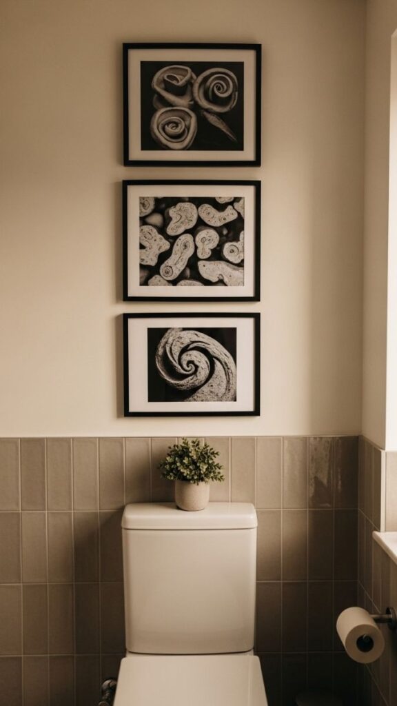 Three Framed Prints in a Vertical Stack