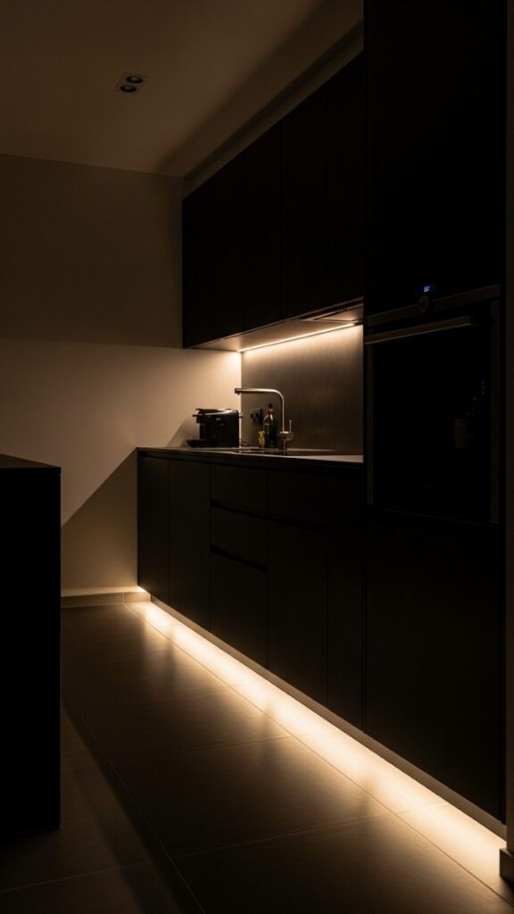 Toe-Kick Lighting for Subtle Ambient Glow at Floor Level