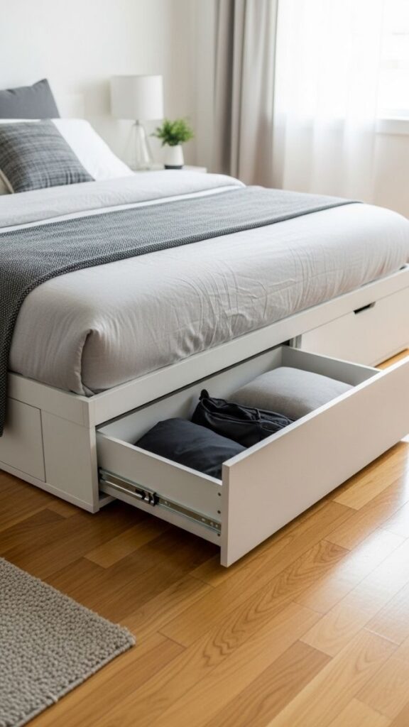 Under-Bed Storage Drawers Instead of Visible Boxes