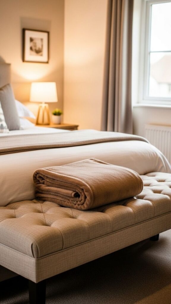 Use a Bench at the Foot of the Bed for Both Function and Visual Balance