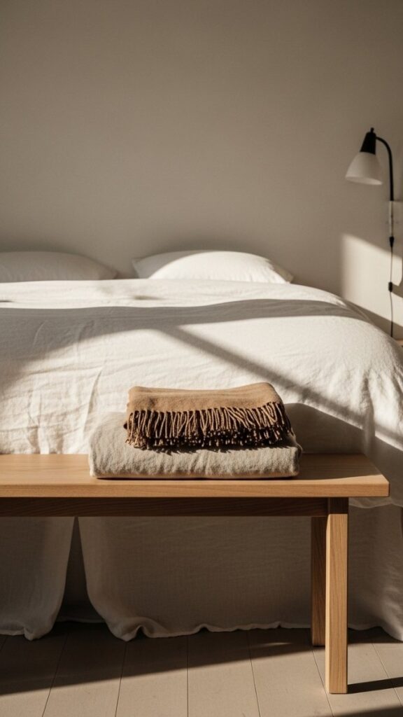 Use a Bench at the Foot of the Bed for Storage and Style
