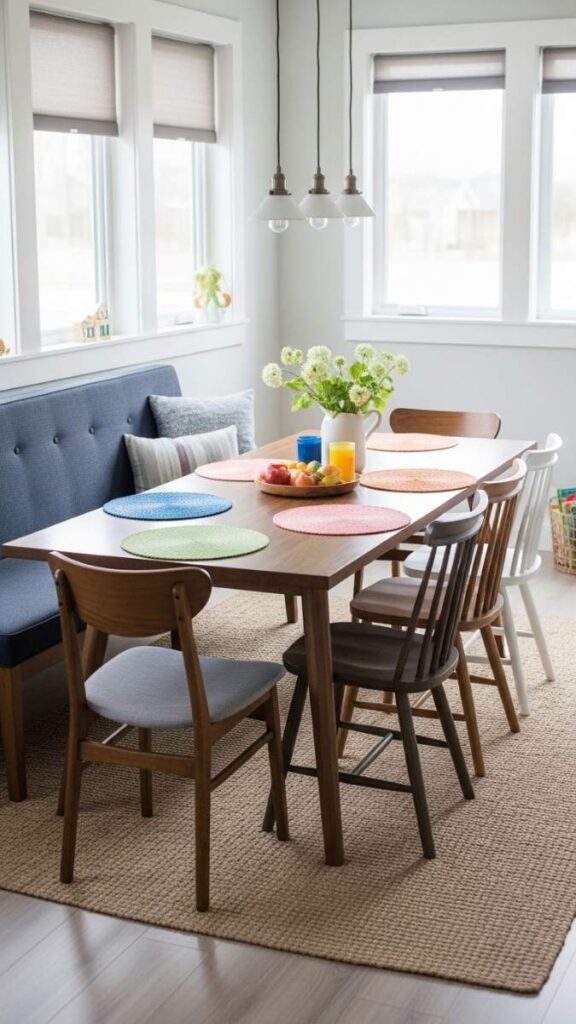  Use a Bench on One Side for a Relaxed, Casual Setup
