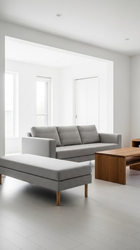 Use a Bench or Ottoman Instead of a Second Sofa