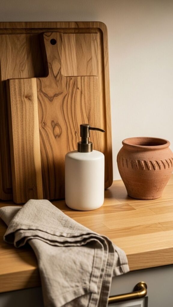 Use a Consistent Material Palette for Countertop Accessories to Tie the Look Together