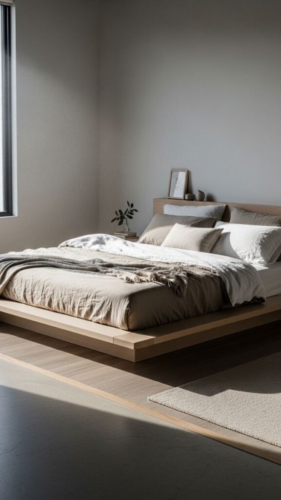 Use a Low-Profile Bed Frame to Make the Room Feel Bigger