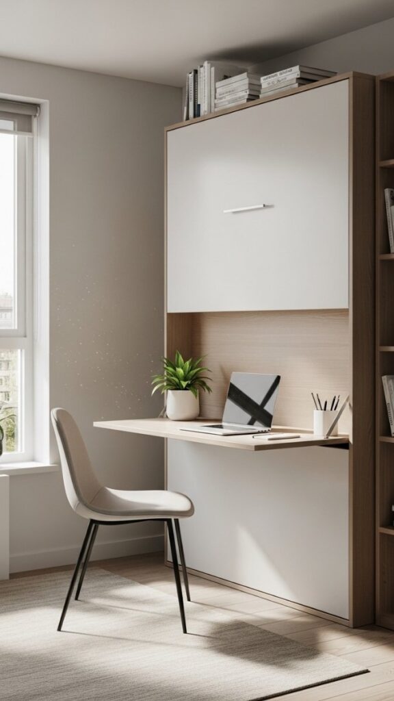 Use a Murphy Bed With an Integrated Desk for a True Multipurpose Wall