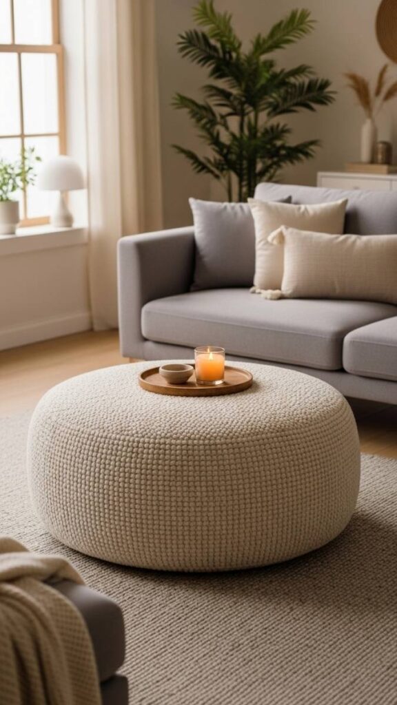  Use a Pouffe or Ottoman as a Flexible Second Seat