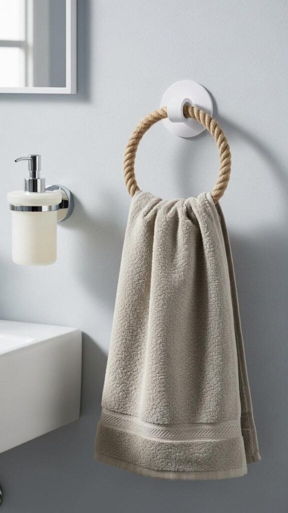 Use a Rope or Wood Towel Ring Instead of a Metal Bar