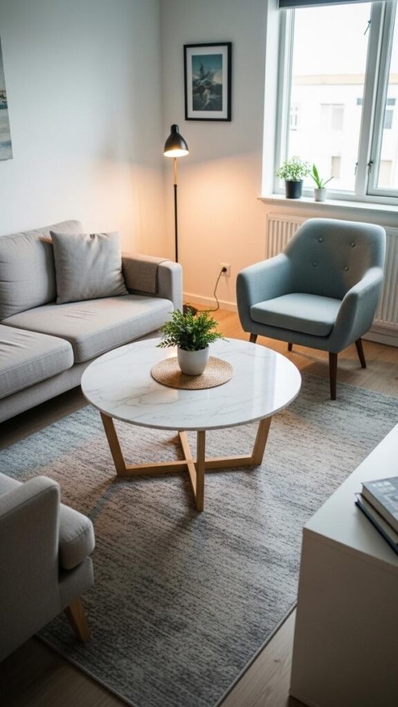 Use a Round Coffee Table in Smaller Rooms