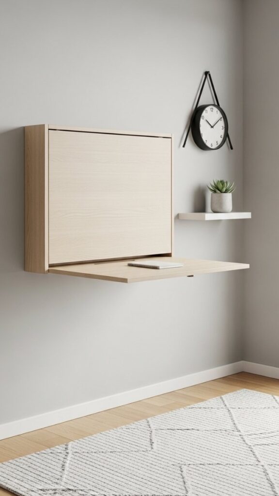 Use a Wall-Mounted Fold-Down Desk Instead of a Permanent One