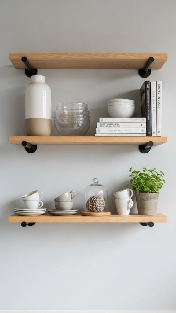 Use Floating Shelves at Varying Heights
