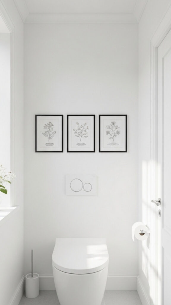 Use Matching Frames for Bathroom Art to Make It Read as Intentional