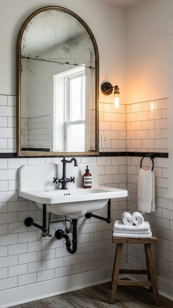 Vintage or Antique Mirrors in a Farmhouse Bathroom