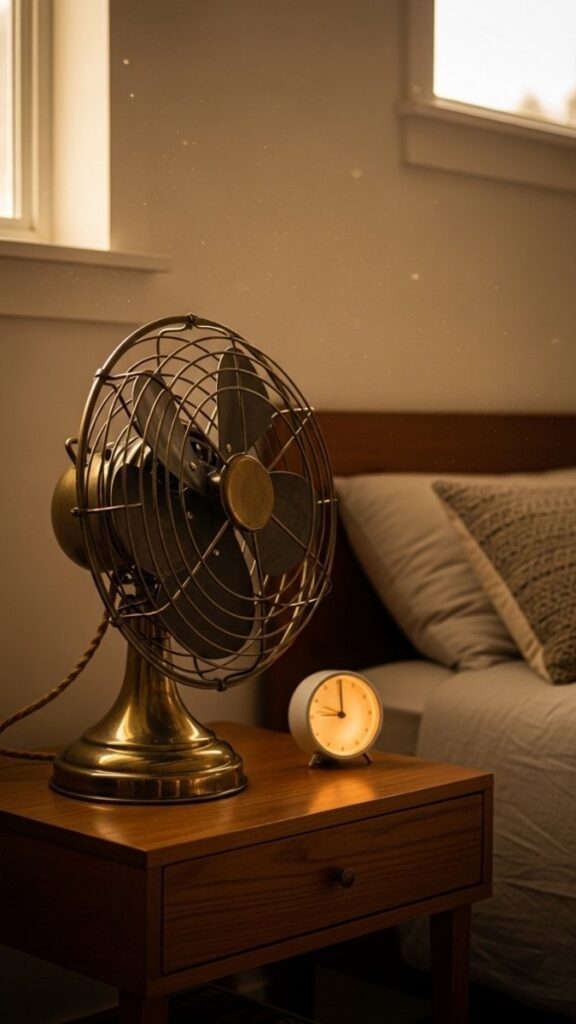 Vintage-Style Brass or Matte Black Table Fan