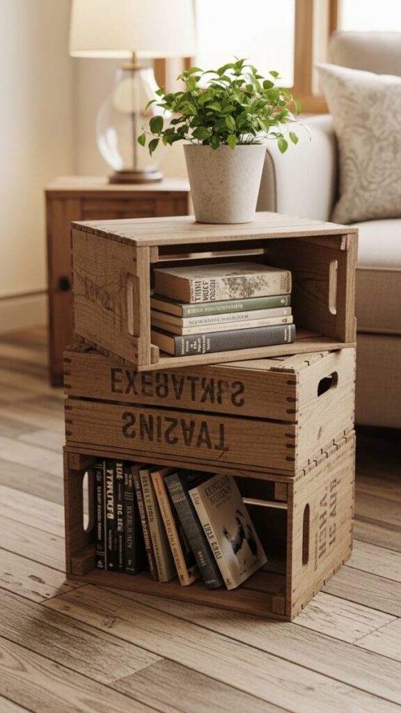 Vintage Wood Crates or Milk Crates as Modular Storage