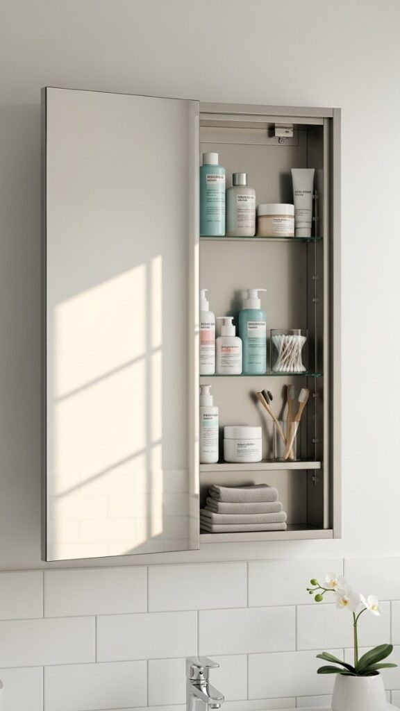 Wall-Mounted Medicine Cabinet With Mirror