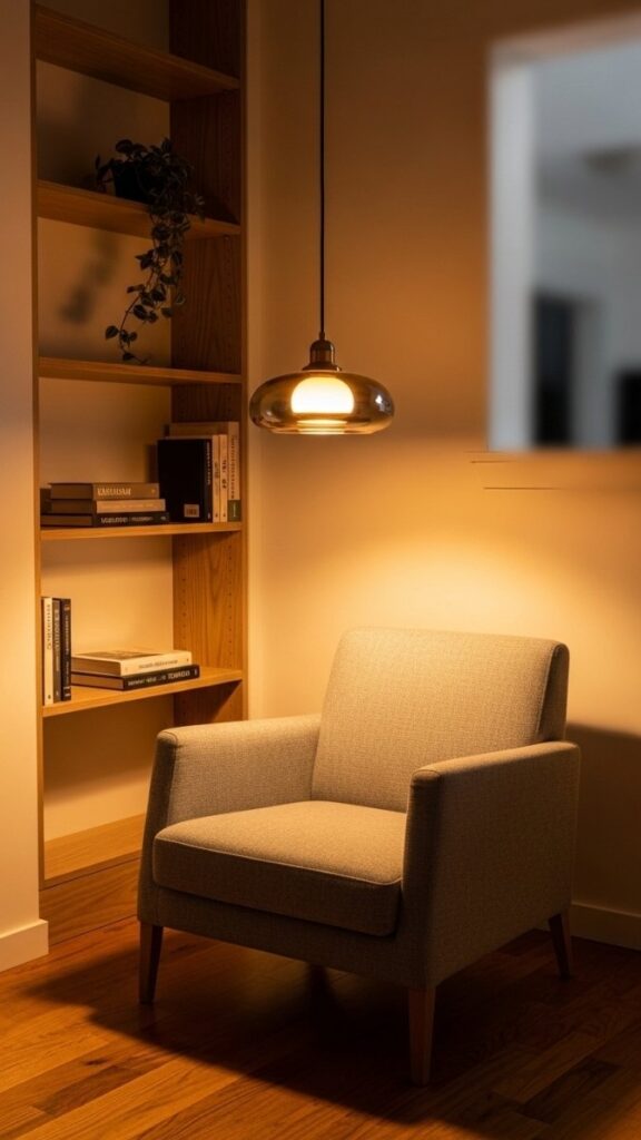 Warm Pendant Lighting Over a Seating Corner